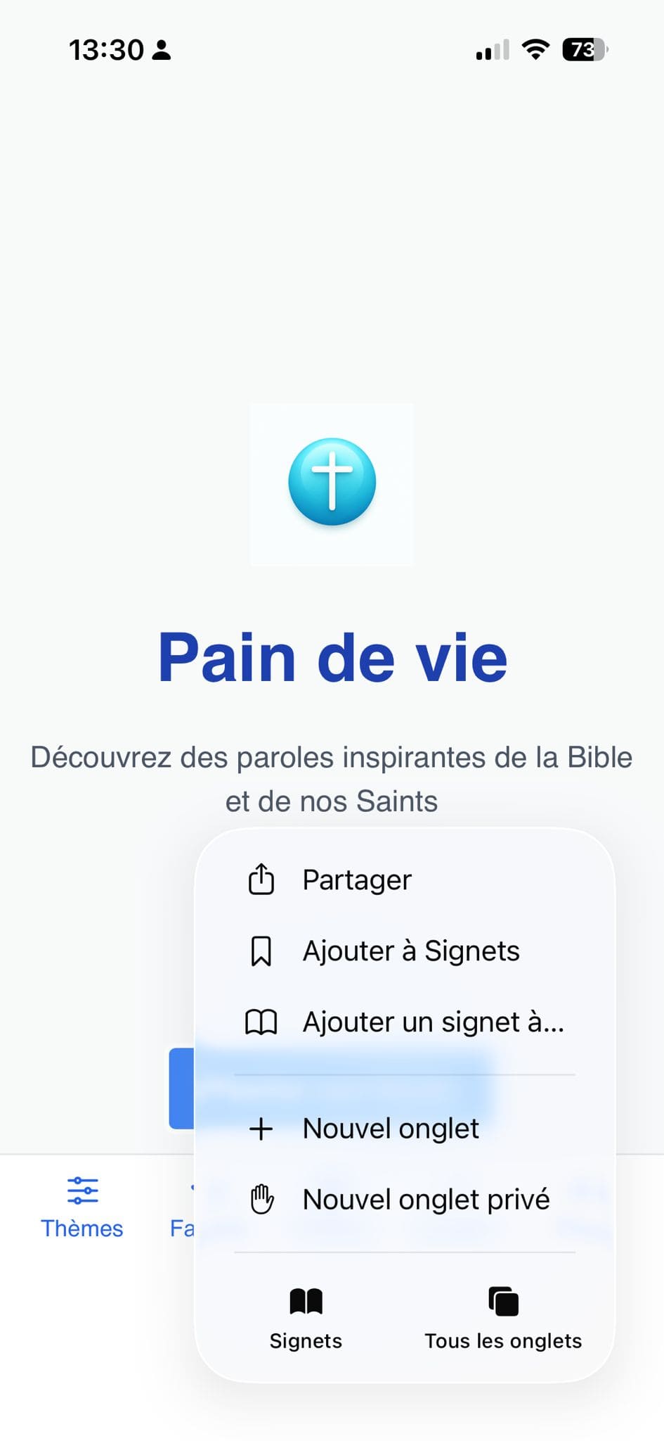 Ouvrir le menu de partage Safari